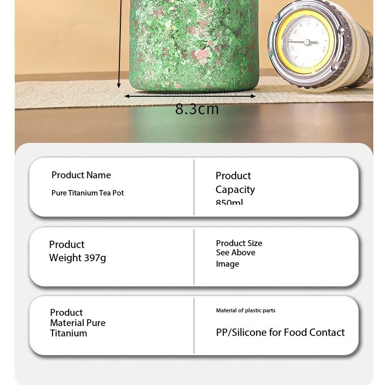 Large-capacity pure titanium stewed teapot household thermal insulation office tea teapot antibacterial thermal insulation