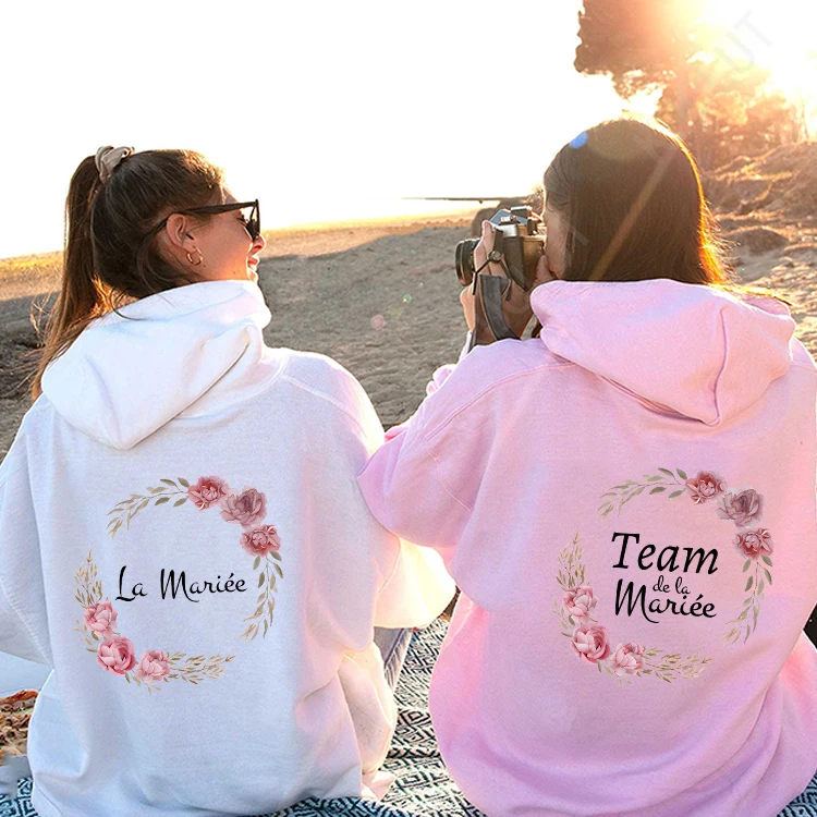 Friends Girl Single Farewell Bachelorette Hen Party Pullover Hoodies Team Bride T-shirt Bridal Wedding Woman Hooded Sweatshirts