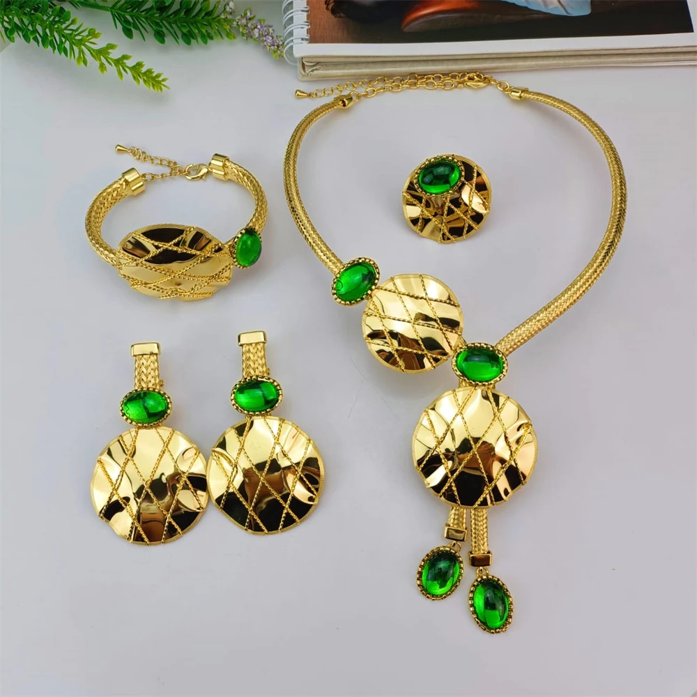 

EMMA New Design Fine Jewelry Sets Dubai African Gold Color Jewelry Sets Wedding For Women Necklace Set Costume Jewelry Gifts