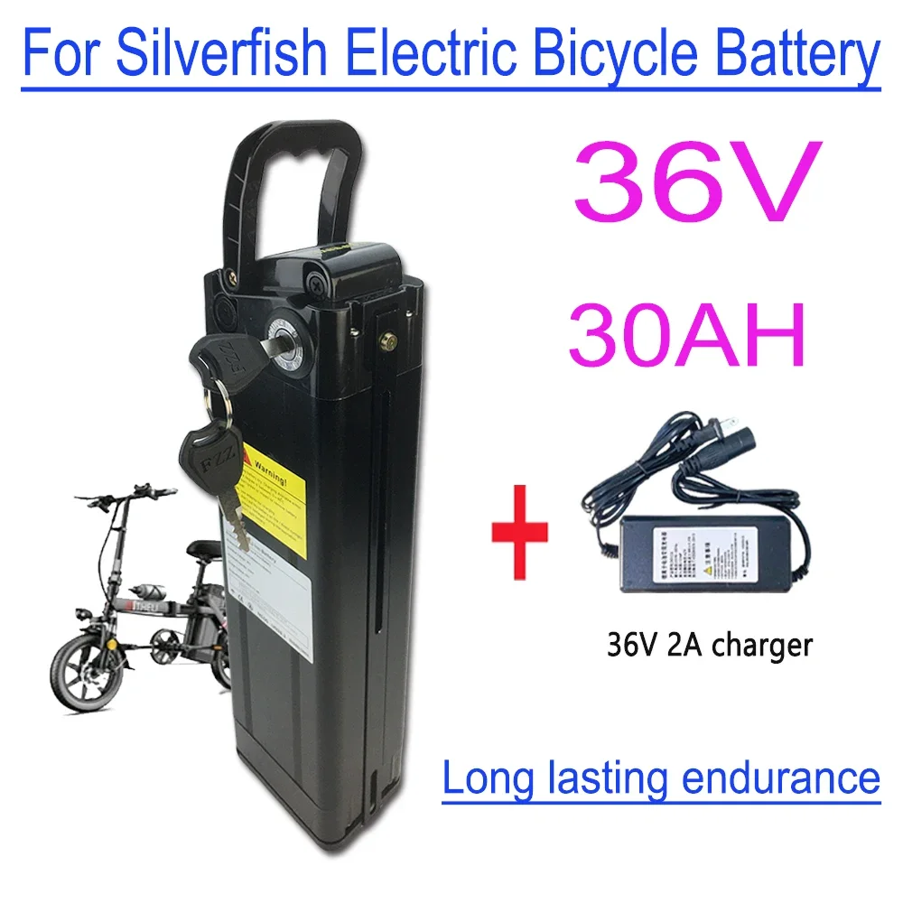 Silver Fish 36V 30Ah 18650 Li-ion Battery For Electric Bike Bicycle Fiets Accu Akku+Charger