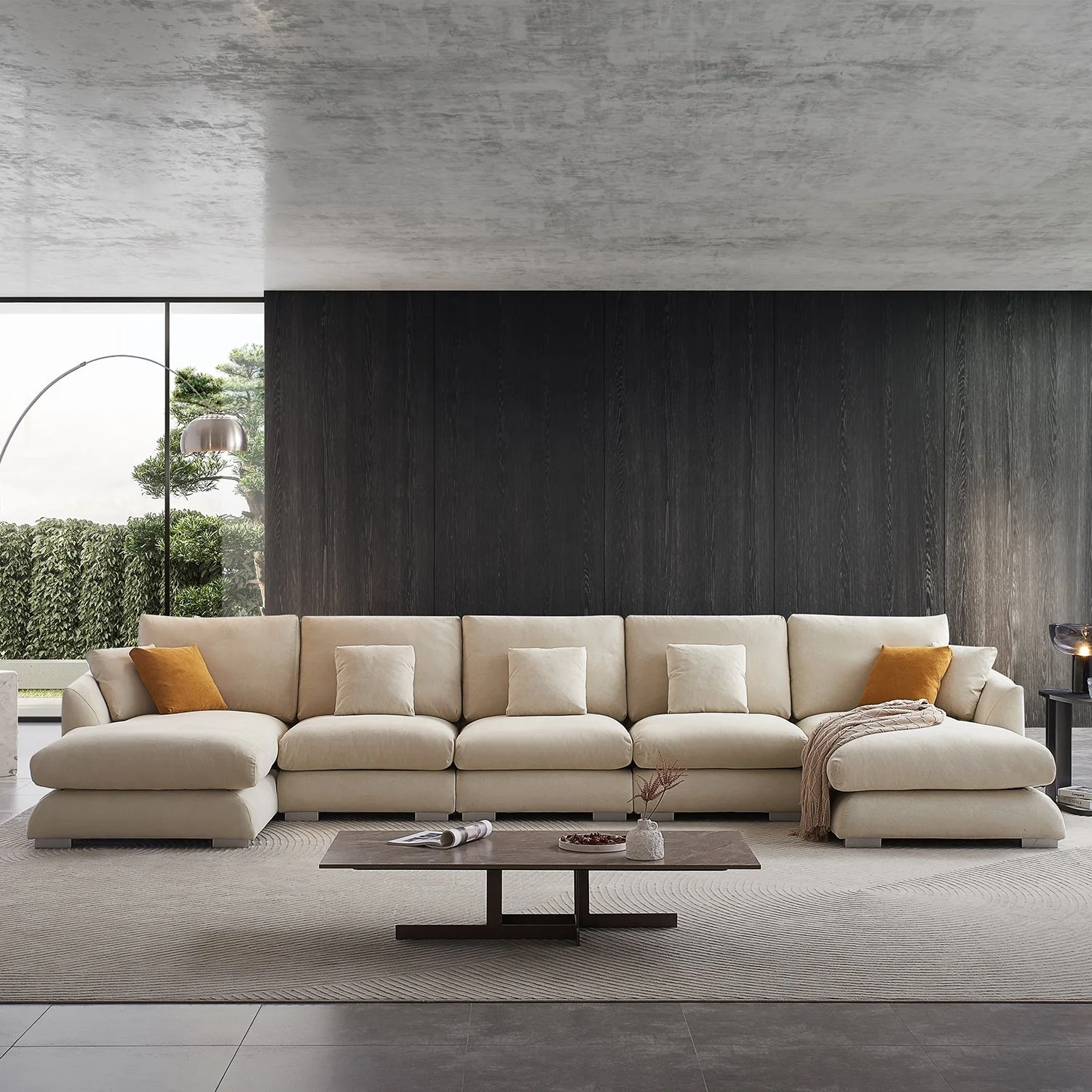 

Italian Design Furniture U Shape Couch Living Room Corner Sofas Fabric Modular Sectional Chaise Sofa