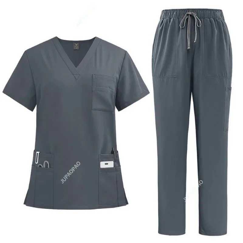 Unisex Uniformes Médicos para Homens e Mulheres, Roupas de Enfermagem, Traje de Beleza, Enfermeira Scrubs Conjuntos, Médico e Dentista Workwear, Tops Clínicos e Calças