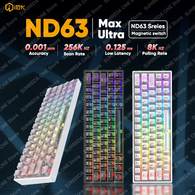 

IROK ND63 Pro ND63 Max ND63 Ultra ND68 Pro Wired Gaming Magnetic Mechanical Keyboard 60% Rapid Trigger 0.001mm 8K Gamer Keyboard