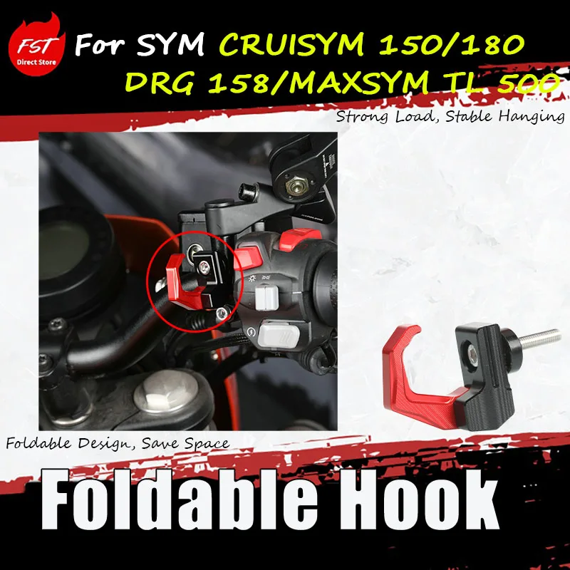 For SYM CRUISYM 150/180/DRG 158/MAXSYM TL 500, modify the accessory handlebar storage hook with an aluminum hook.