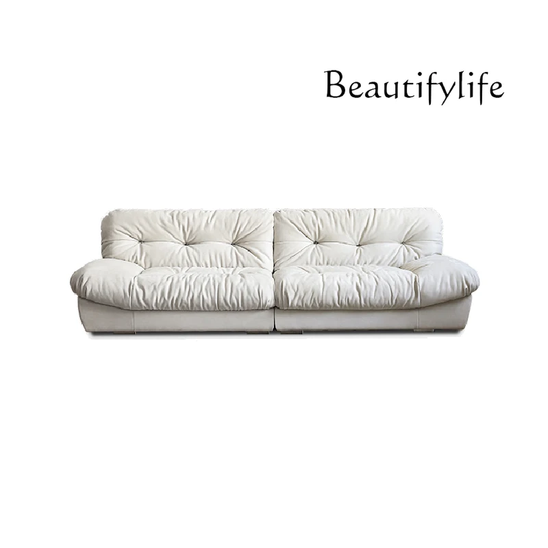 

Nordic household cloud sofa small apartment living room designer straight row cream fabric retro sofa