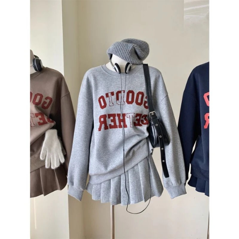 2000s Y2k Vintage Clothing Japanese 2 Piece Skirt Sets Women Casual Sweatshirts + Mini Skirt Korean Fashion Suits Sportwear Chic