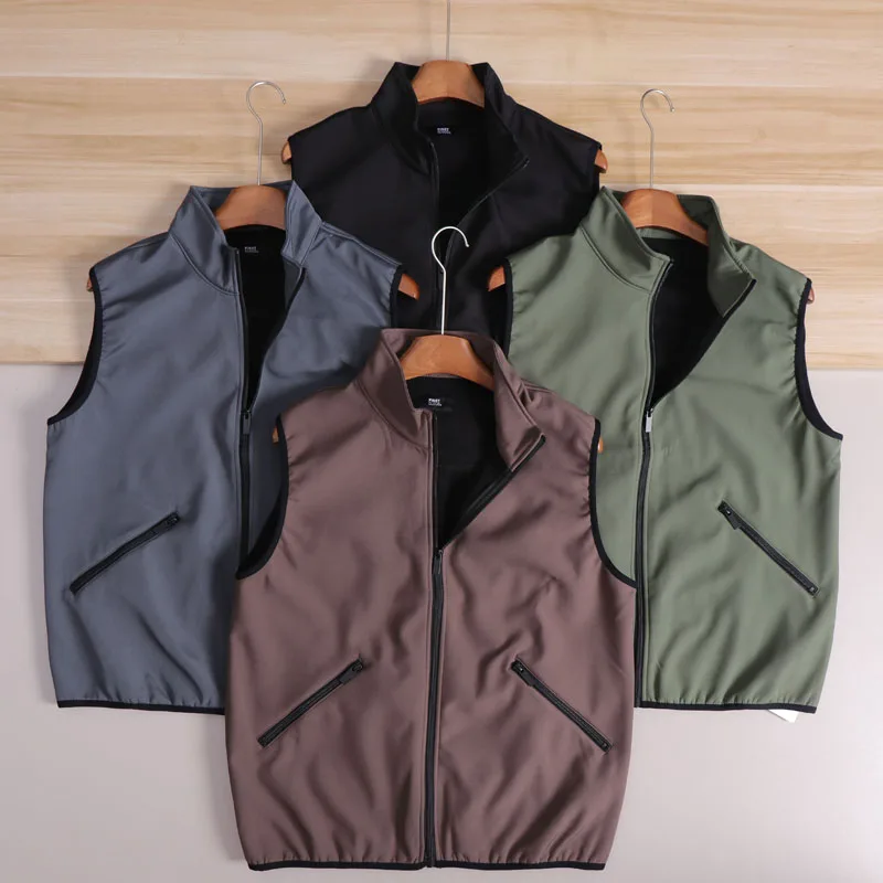 

Outdoor Thin Fce Stand Collar Svel Vest Men's Warm Fce oulder Pad Sports Casual Leisure Tank Top Trendy