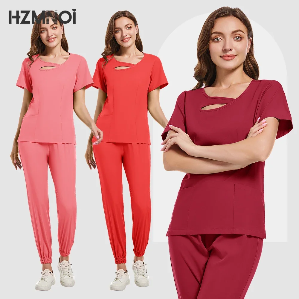 Surgical Uniforms Woman Nursing Enfermeria Sets Top Pant Scrubs Clinical Beauty Salon Uniforms Scrub Medical Hospital Suit Women