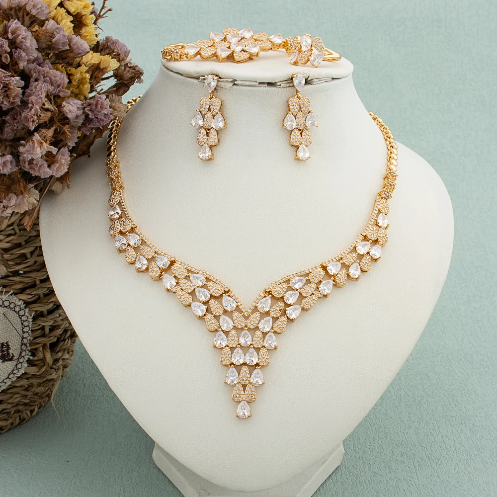 

Trend Crystal Earrings Fashion Decoration for Women 2024 Wedding Bride Gold Color Jewelry Set Statement Exaggerated Jewelry Gift