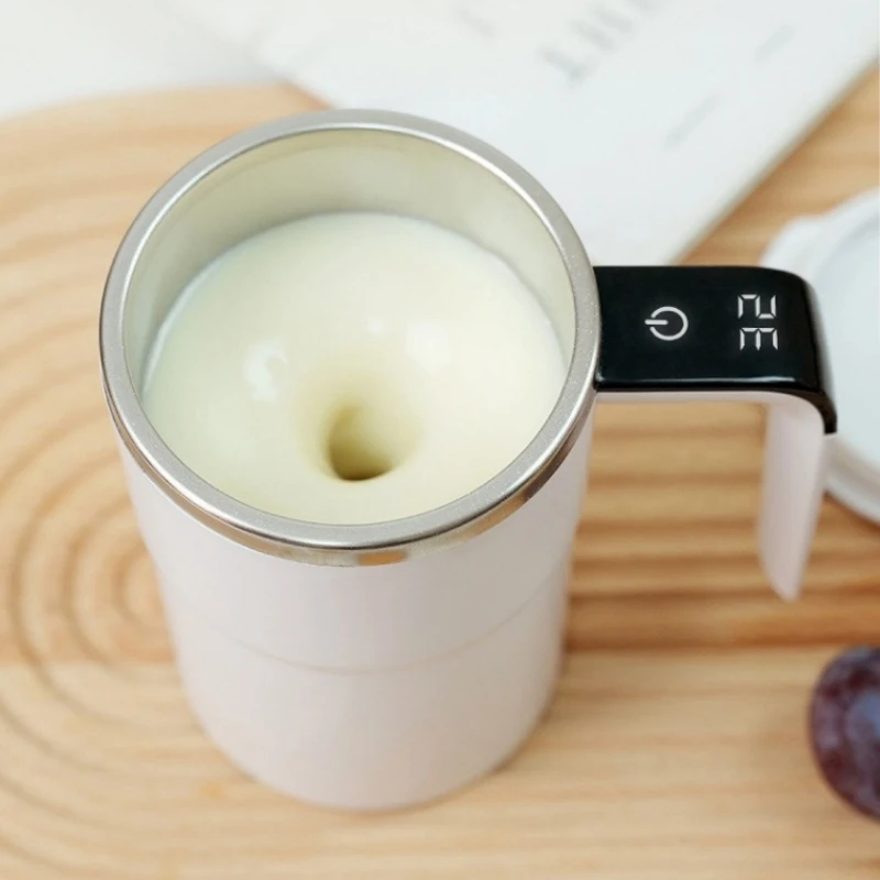 

12.85oz USB Rechargeable Electric Coffee Mug with Magnetic Rotating Design, Automatic Stirring & Digital Display Beverage Cup