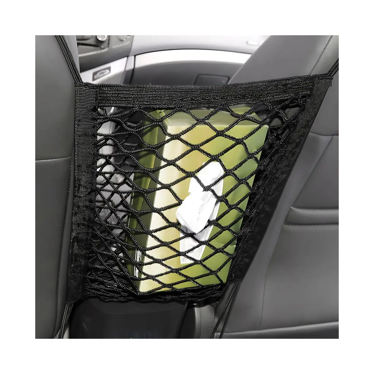 Car Seat Mesh Storage Net, Elastic Organizer Pocket Between Seats, Universal Auto Cargo Holder