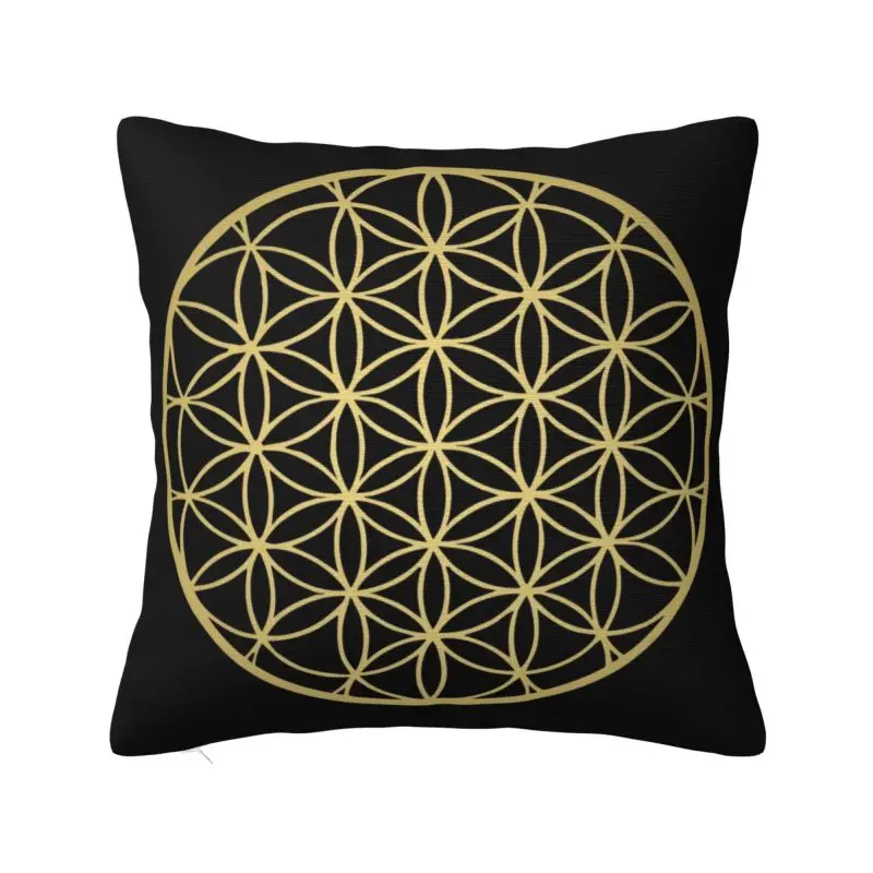 Custom Flower Of Life Mandala Gold Cushion Covers Geometric Yoga Meditation Velvet Nordic Throw Pillow Case