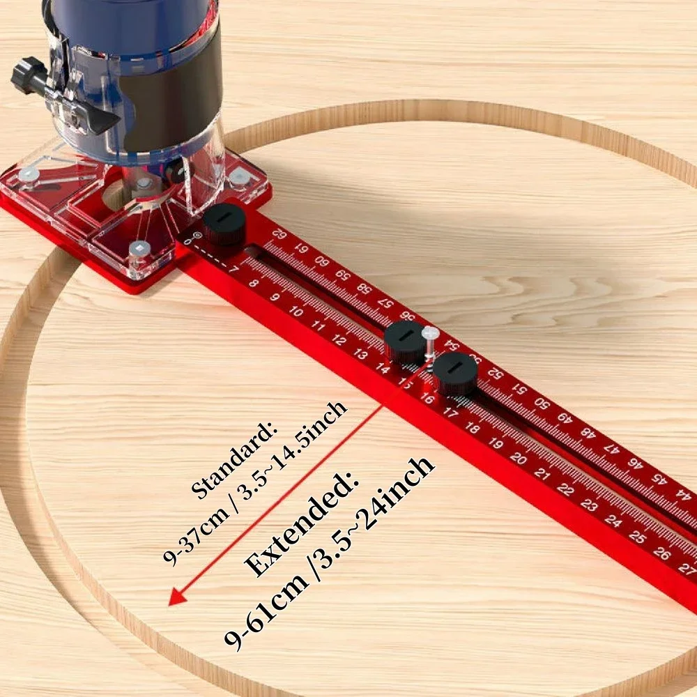 Erweiterte 3-in-1-Fräser-Rillenhalterung, 9–61 cm Radius-Fräser-Kreisschneidvorrichtung, Aluminium-Schrank-Hardware-Vorrichtung für Holzarbeiten – Detail 17
