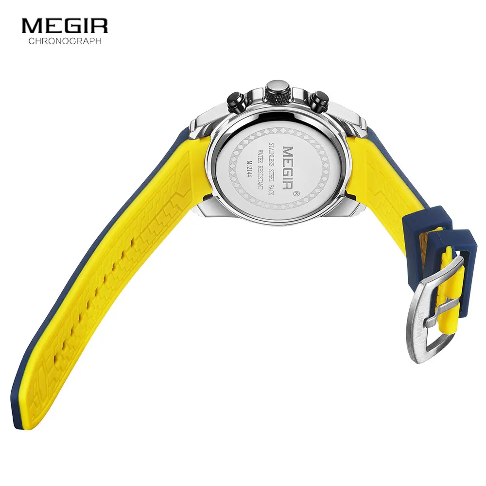 MEGIR Men\'s Military Sport Watches Men Waterproof Fashion Blue Silicone Strap Wristwatch Man Luxury Top Brand Luminous Watch