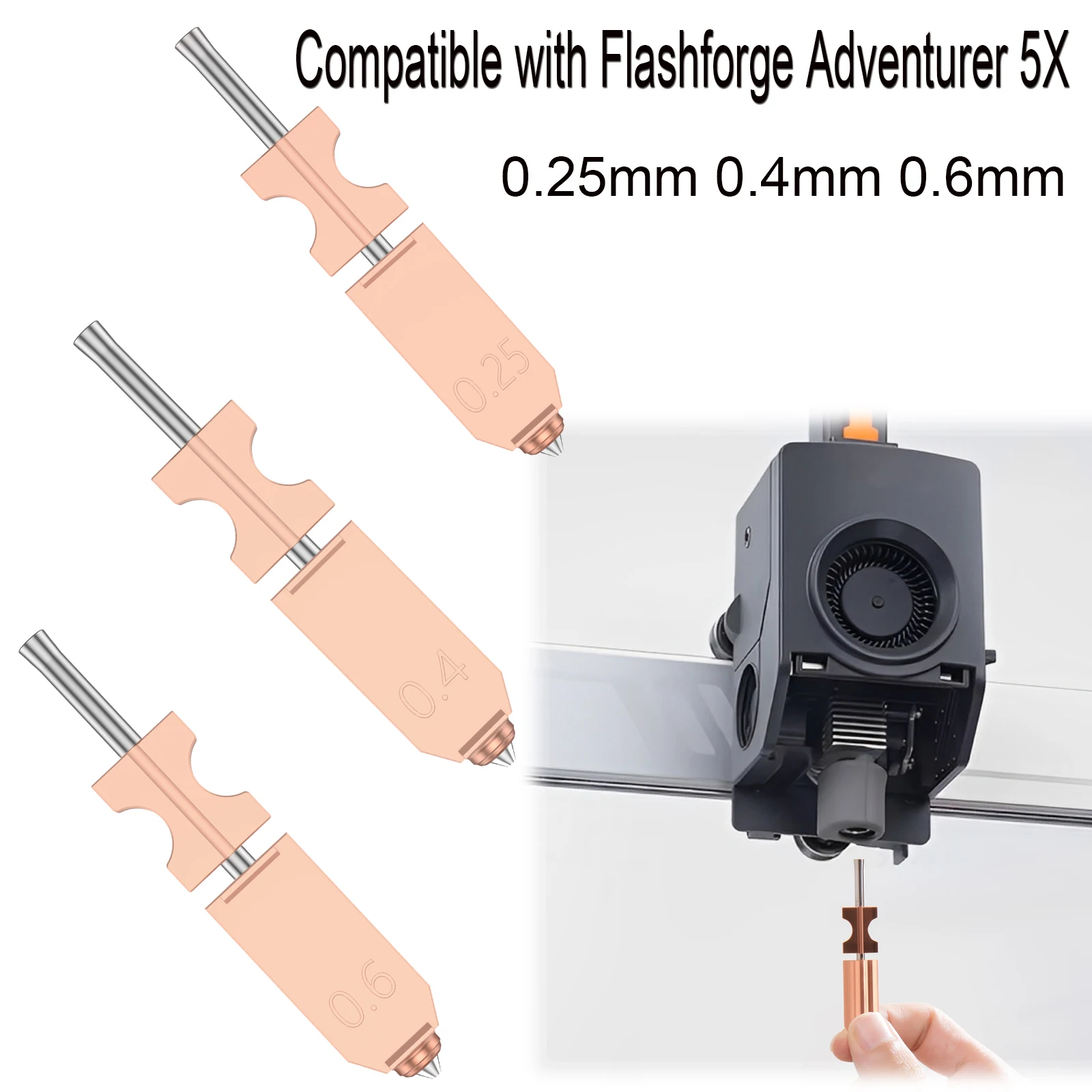 

Integrated Adventurer 5X Nozzle for Flashforge AD5X 3D Printer Extruder Hotend Heating Block Part 0.25 0.4 0.6 MM Print Head