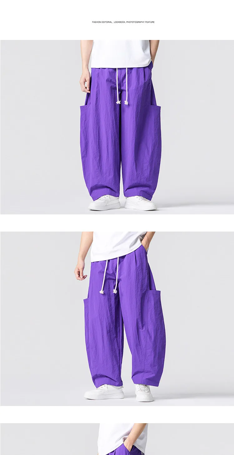 2026 Sommer Herren Jogginghose Haremshose Leichte Hose mit Elastischem Bund Gerade Geschnittene Lockere Jogging-Hose Einfarbige Freizeithose M-5XL – Detail 10