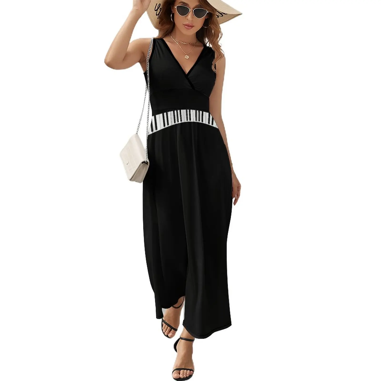 

Abstract Piano Dress Sexy Maxi Dress V Neck Pattern Bohemia Long Dresses Aesthetic Oversized Vestido