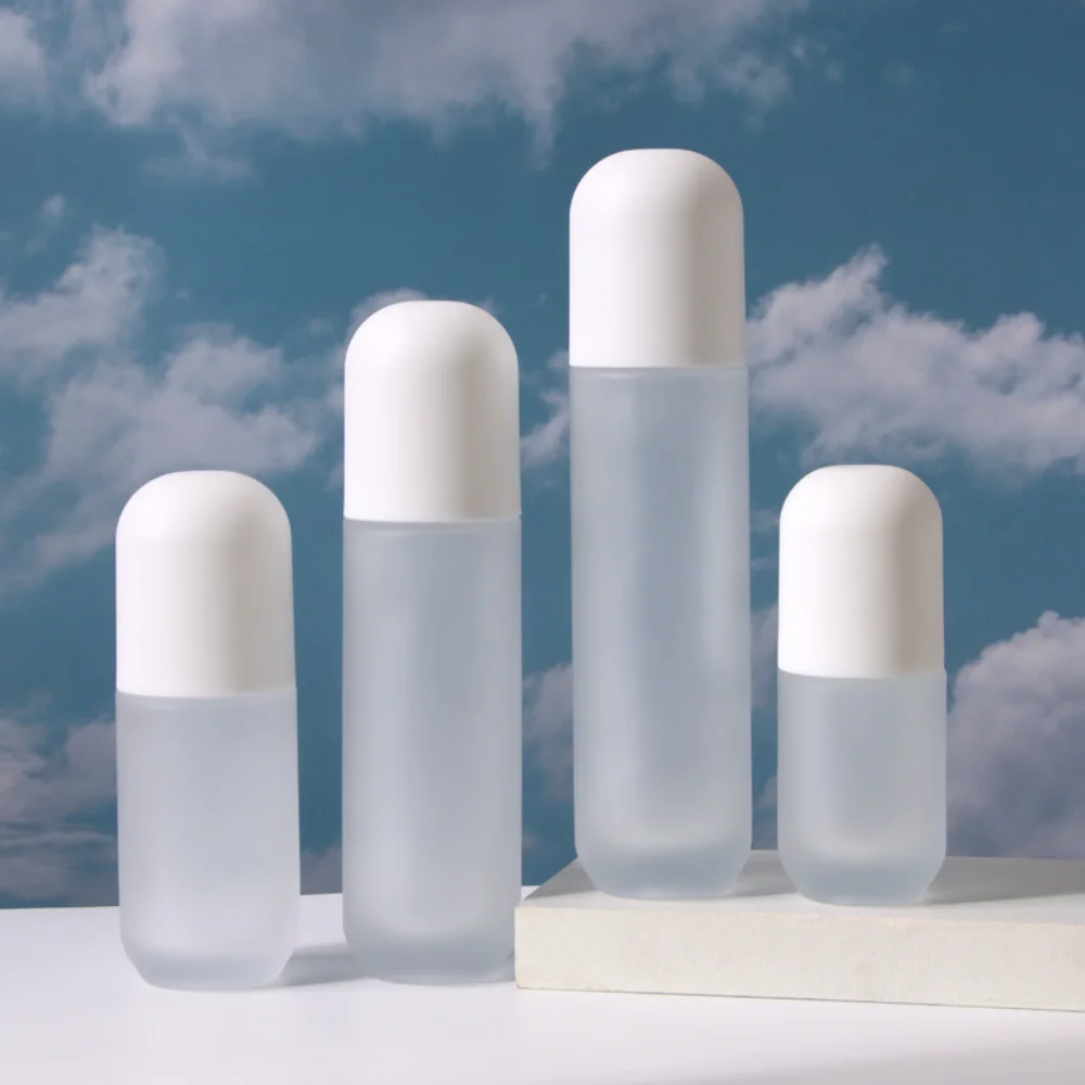 

30-120ml Portable Refillable Bottles Cosmetic Container For Liquid Foundation Frosted Glass Lotion Pump Bottle Press Dispenser