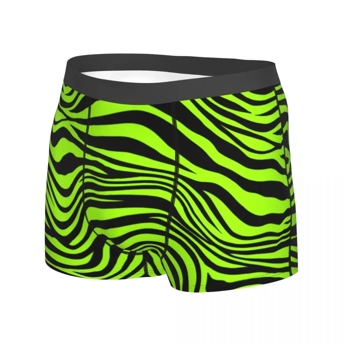 Green Tiger Lines Underwear Animal Print Cute Underpants Design Shorts Briefs Pouch Men Plus Size Boxershorts