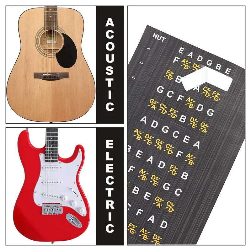 1PC Guitar Fingerboard Stickers Folk Scales and Chords Learning Stickers For Beginners Scales Tone Sense Learning Tools