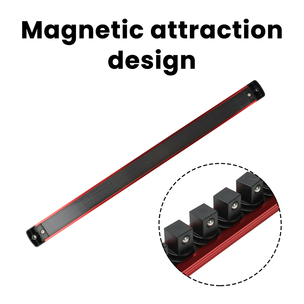 1 Stück 360 ° Schwenkbarer magnetischer Steckdosen-Organizer, 1/4 3/8 1/2 Zoll, Steckdosen-Clip, Schienenhalter, Steckdosen-Rack-Tablett, Handwerkzeuge, Blau, Rot ﻿ – Detail 7