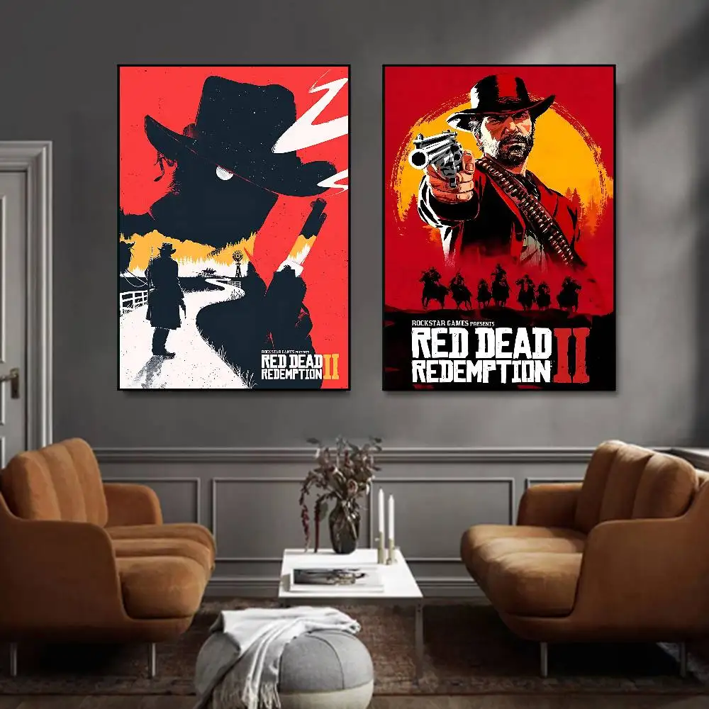 Red D-Dead R-Redemption-W2 Posters Living Room Bar Cafe Quality Canvas Vintage Style Comics Painting Art Home Wall Decor Picture