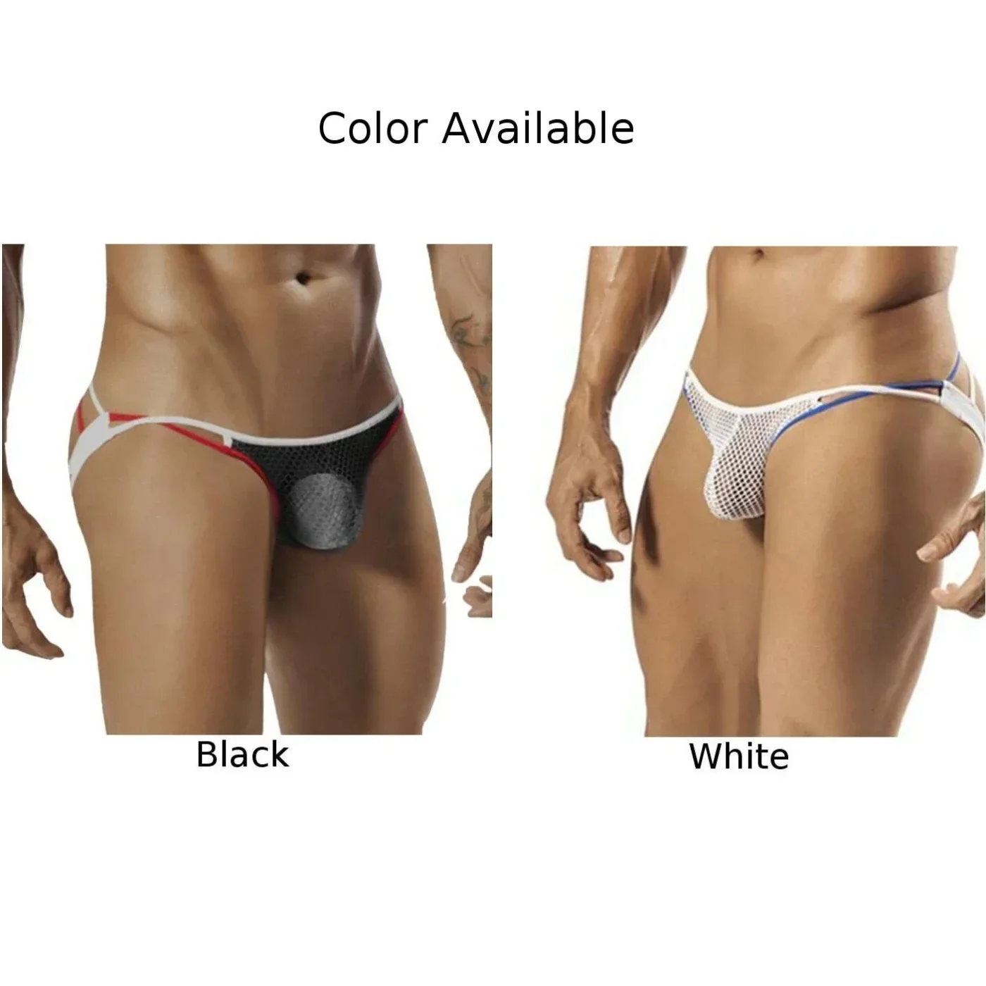 Men\'s Thongs String Homme Stretch Mesh Transparent Jockstrap Thong Underwear G-String Bikini Sexy Breathable Lightweight Briefs