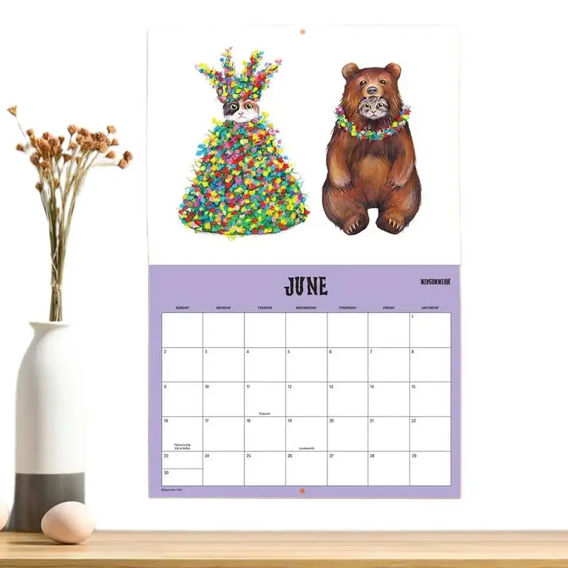 2024 Wall Calendar Scaredy Cats 2024 Monthly Calendar 12 Month Wall Monthly Calendar Hangable Daily Scheduler Flipping