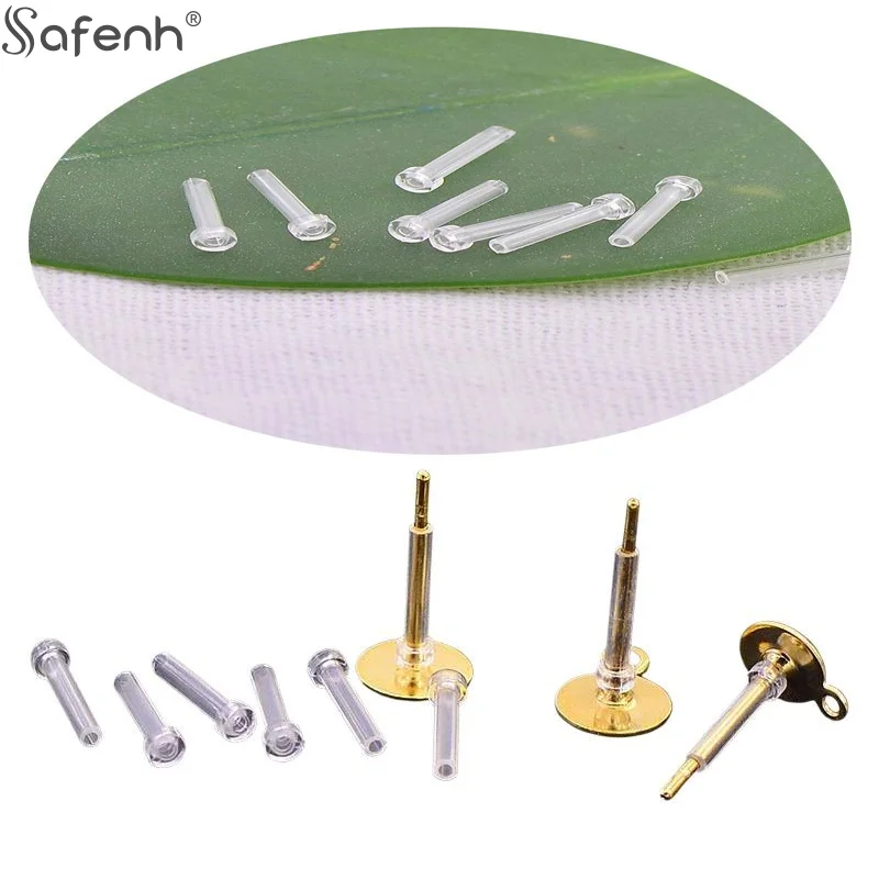 10pcs Clear Hypoallergenic Resin Earring Sleeves Ear Cannula Stoppers for Earring Repair and DIY Jewelry Customization