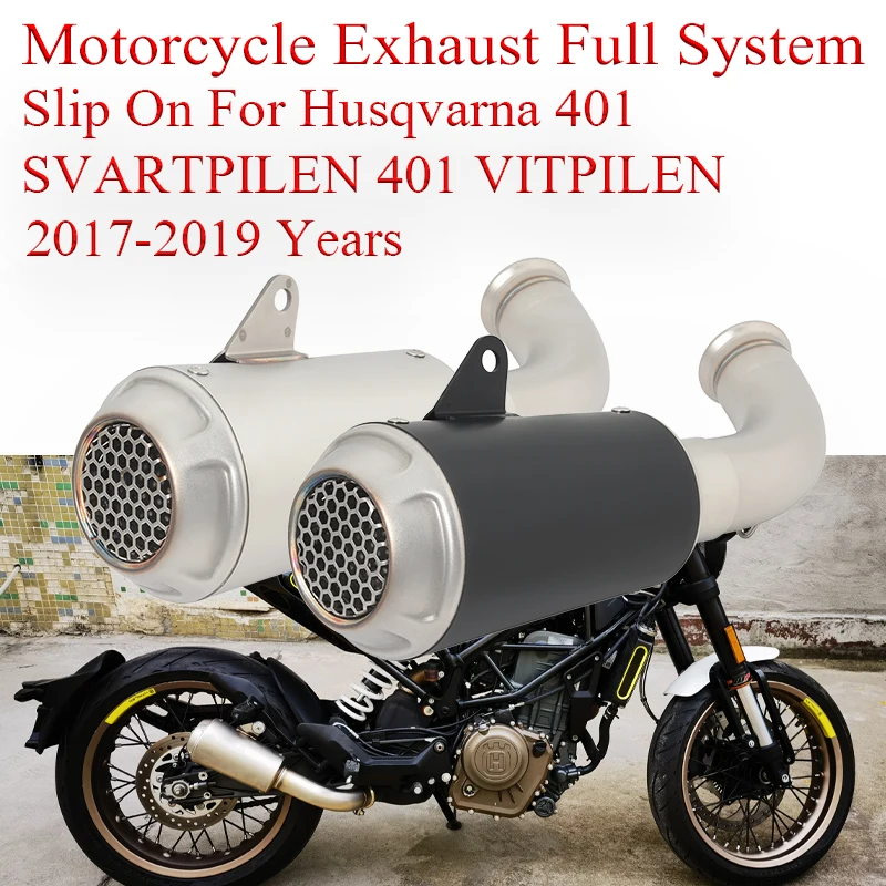 

Motorcycle Exhaust Full System Link Pipe For Husqvarna 401 SVARTPILEN 401 VITPILEN 2017-2019 Modified Muffler Moto Escape