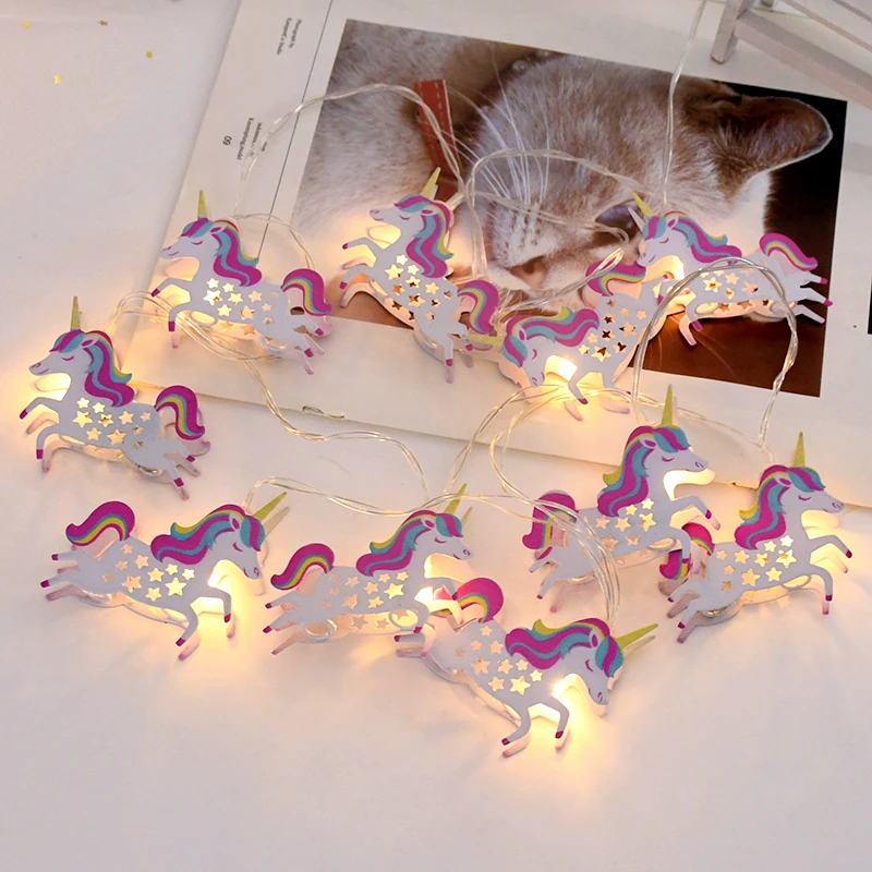 1.65M 10leds Cartoon Unicorn LED String Light Unicorn Birthday Party Decoration Kids Gift Baby Shower Wedding Party Supplies