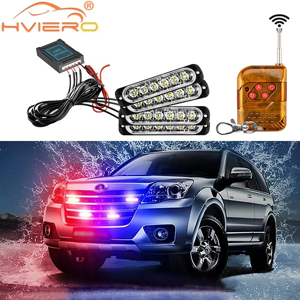 

Auto Drag 6LED Strobe Car Emergency Flashing Lamp 12V -24V Trailer Truck Warning Lights Wireless Remote Signal Multiple Colors