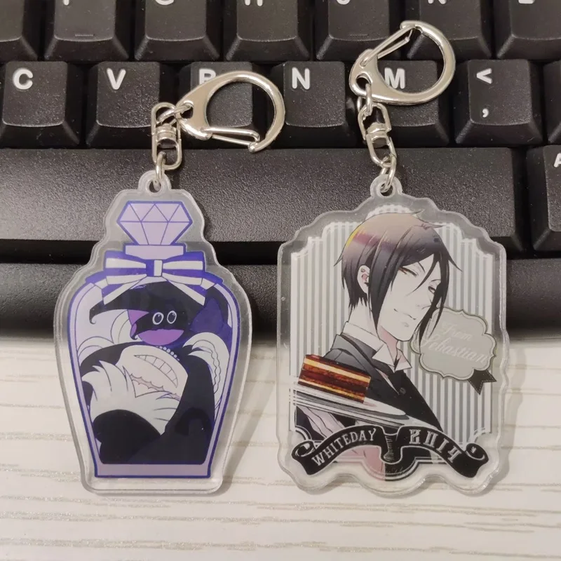 Black Butler Anime Figuren Sebastian Michaelis Grelle Sutcliff Cosplay Acryl Schlüsselanhänger Claude Faustus Anhänger Dekor Schlüsselanhänger