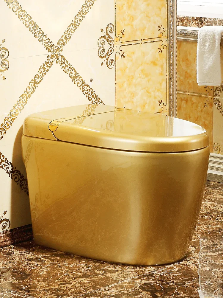 European intelligent integrated golden toilet instant heating no water tank automatic flip lid flushing drying