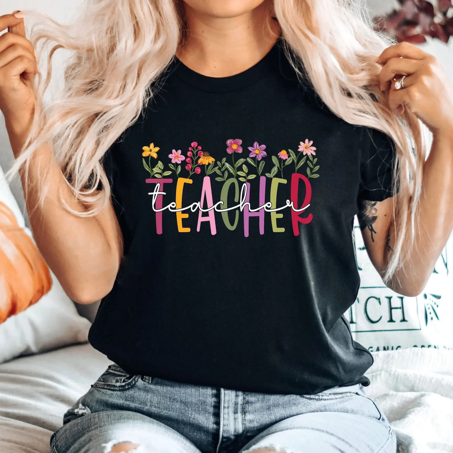 Flower Teacher Shirt Floral T-Shirt Shirts for Teachers Teaching Elementary School