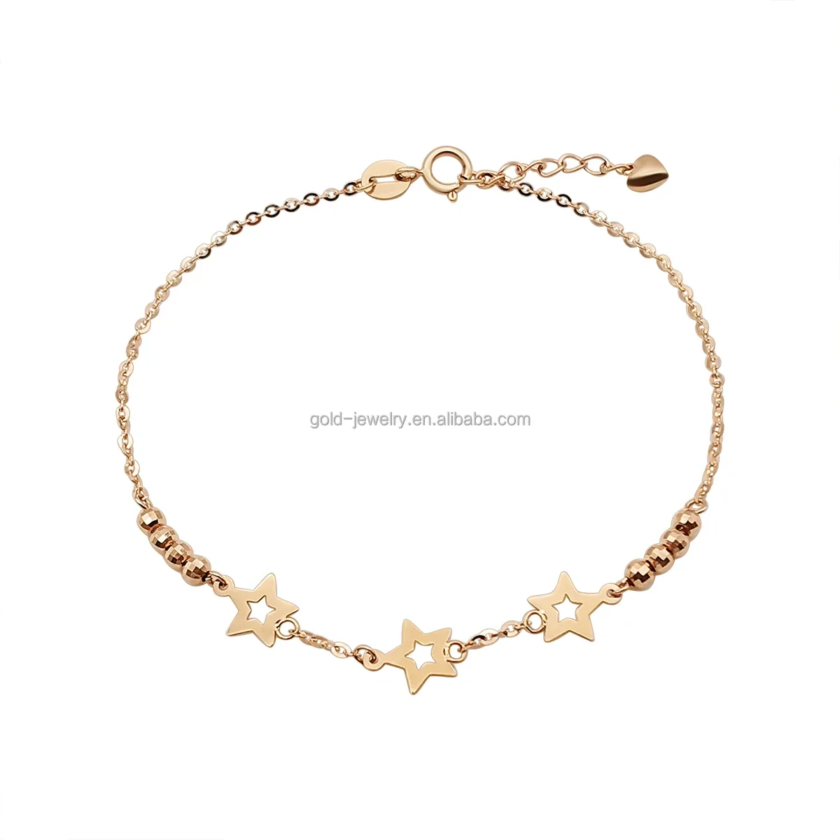 Trendy Chain 18K Real Gold Bracelet Star Shape Design Popular Rose Solid Gold Bracelet Jewelry Women Gift Wholesale