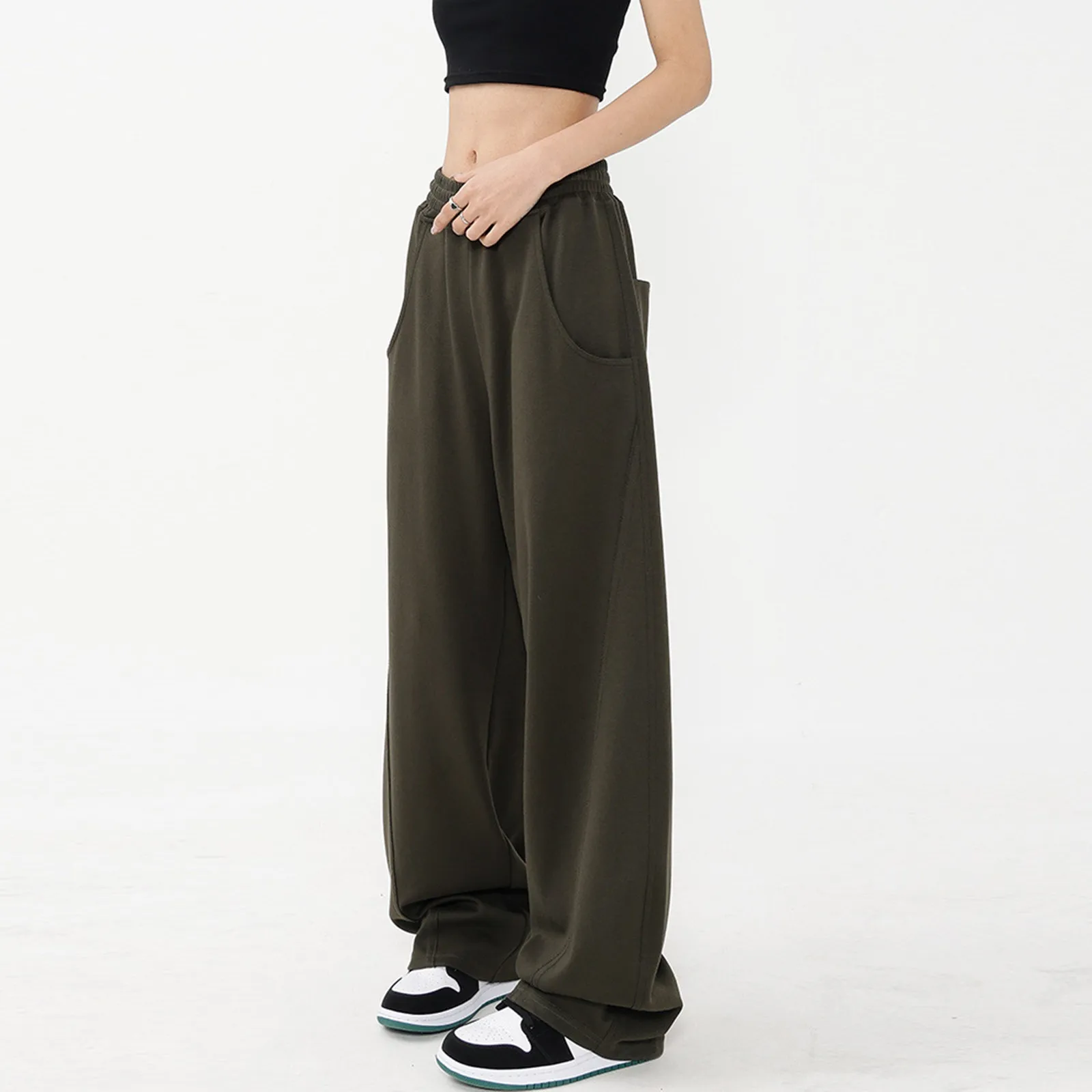 Calça de moletom solta feminina casual, calça feminina, corrida, roupas esportivas, calças de perna larga, esportes esportivos, 2024