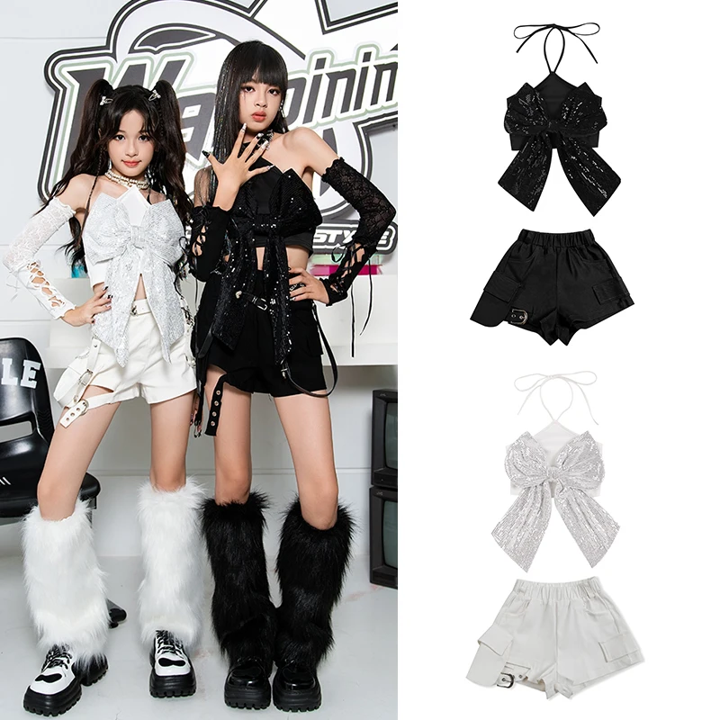 

New Hip Hop Performance Costume For Girls Group Street Jazz Dance Clothing Child Trendy Festival Party Cool Stage Outfits XH1677