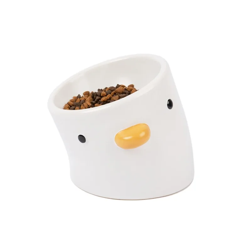 

cat food utensils, water utensils, spine protection, ceramic chick cat bowl, oblique mouth, high-footed pet water bowl