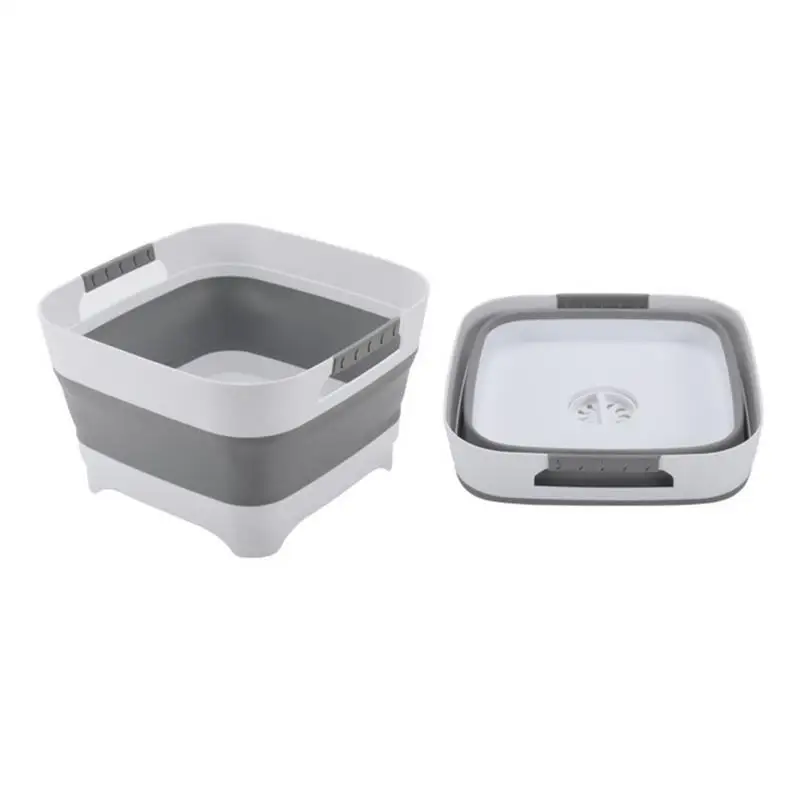 Foldable Wash Basin Bottle Basin For Sink Soaking Multi-Purpose Dishpan With Ergonomic Handle Space-Saving Basket Foldable For