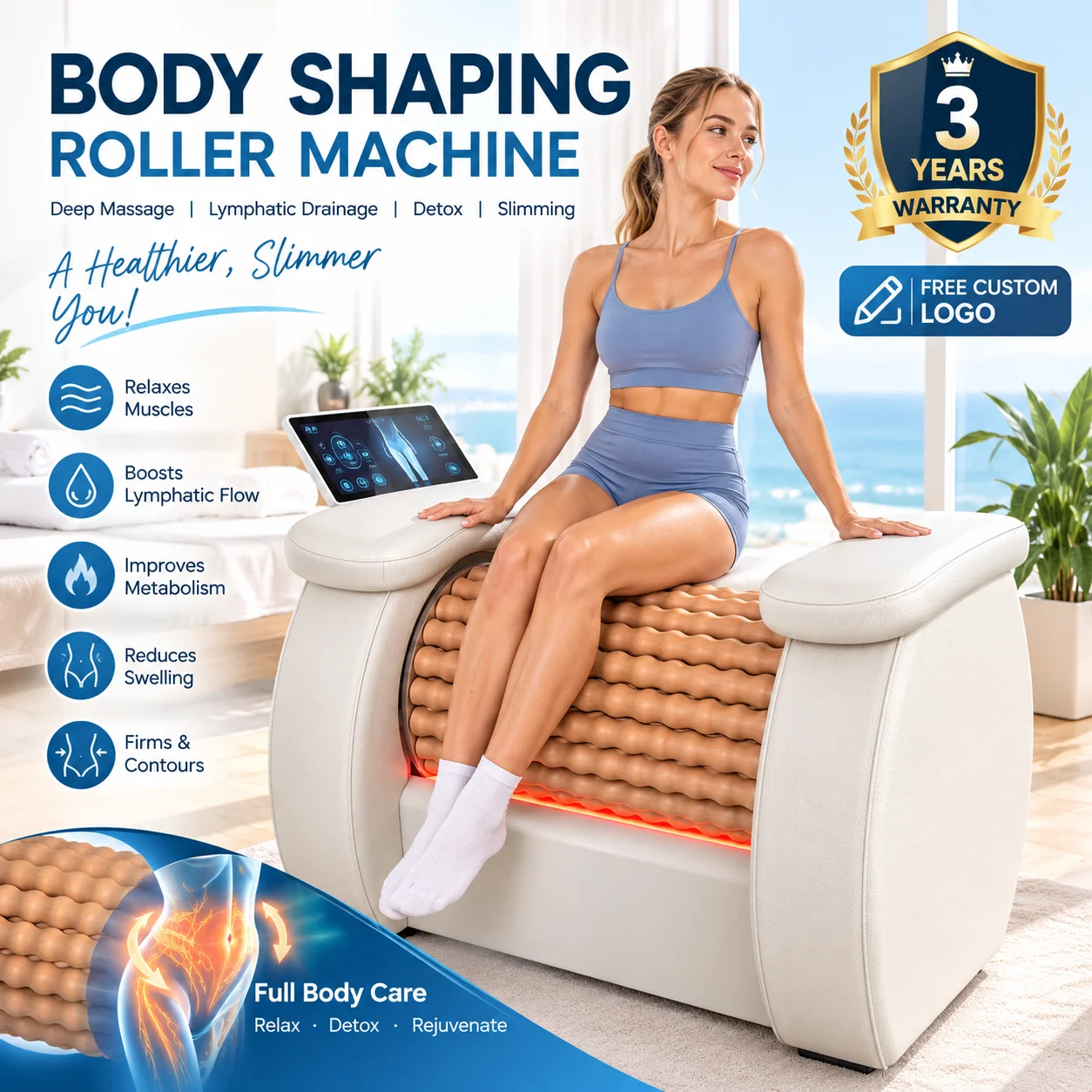 Slimming Massage Roller Machine 360° Automatic Body Shaping Device for Lymphatic Drainage Muscle Relaxation Spa Salon Use
