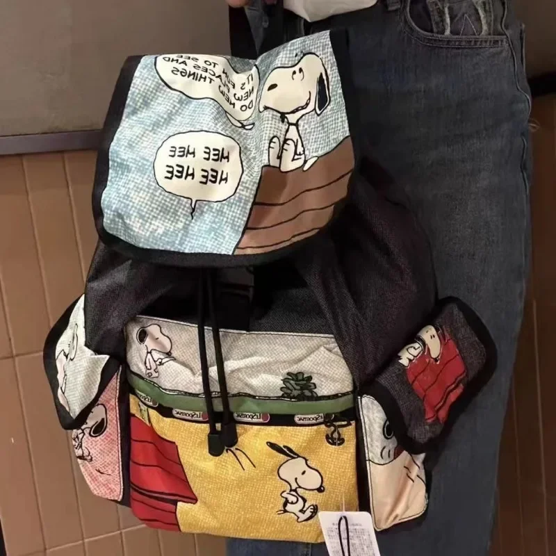 Peanuts Snoopy Cartoon Animation Creative Fashion Fashion New Large Capacity Lightweight Carrying Shoulder Travel Photo Bag Gift