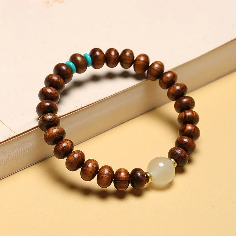 

UMQ Natural rosewood bracelets for men and women wheel beads wooden bracelets couple simple wenwan gift.