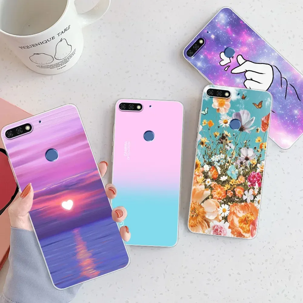 Honor 7C 5.99 7C RU 5.7 케이스, Honor 7A 7S 7A Pro 7A Prime 투명 소프트 실리콘 휴대폰 케이스, Honor 8C 8A Pro 8A Prime Fundas