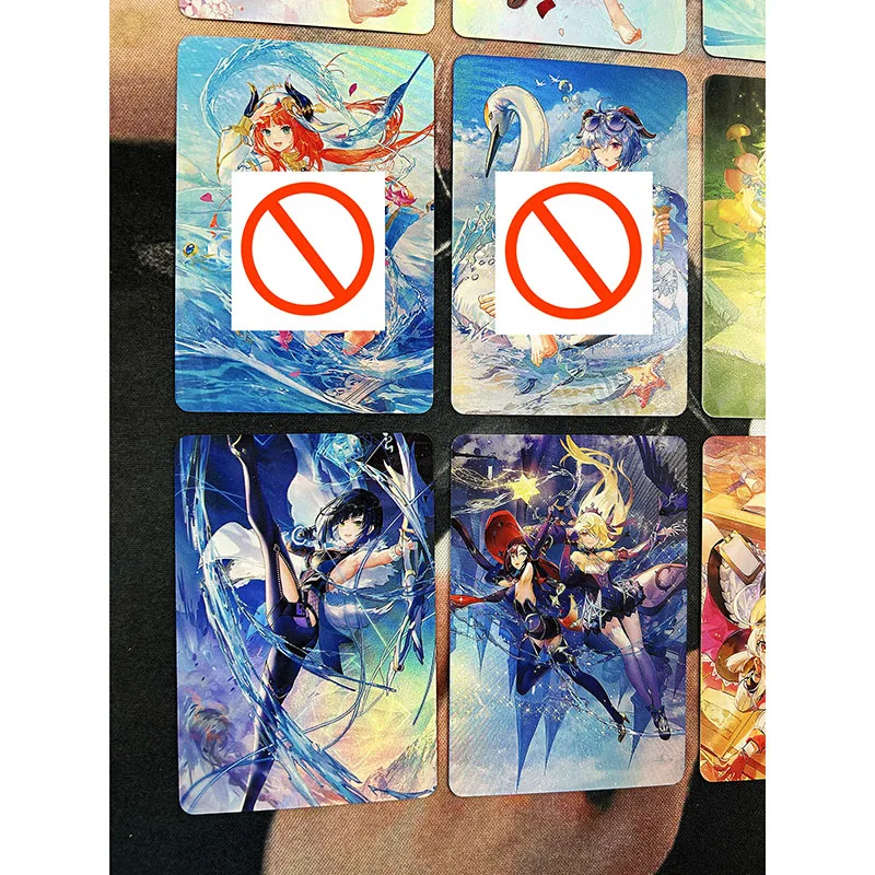 9pcs/set Genshin Impact Paimon Ronova Istaroth DIY self-made Color Flash Card Anime Game Collection Card Gift Toy