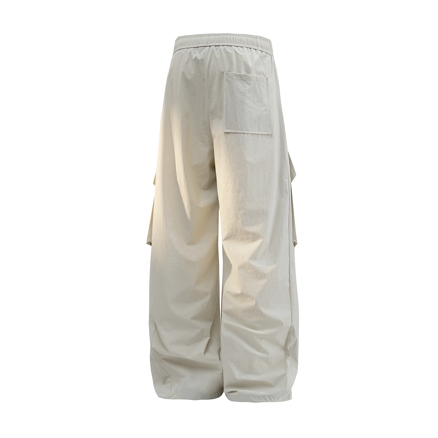 Men Multi-Pocket Cargo Pants Loose Plus Size Elastic Drawstring Cool Touch Full Length Wide Leg Hiking All Season Floor Trousers