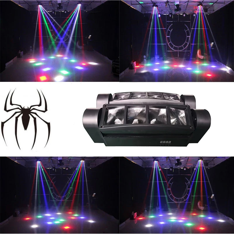 

Mini Spider Moving Head Light LED 8x10W RGBW Beam Stage Dj Disco Laser Show DMX512 Sound Light Wedding Christmas Home Party Lamp