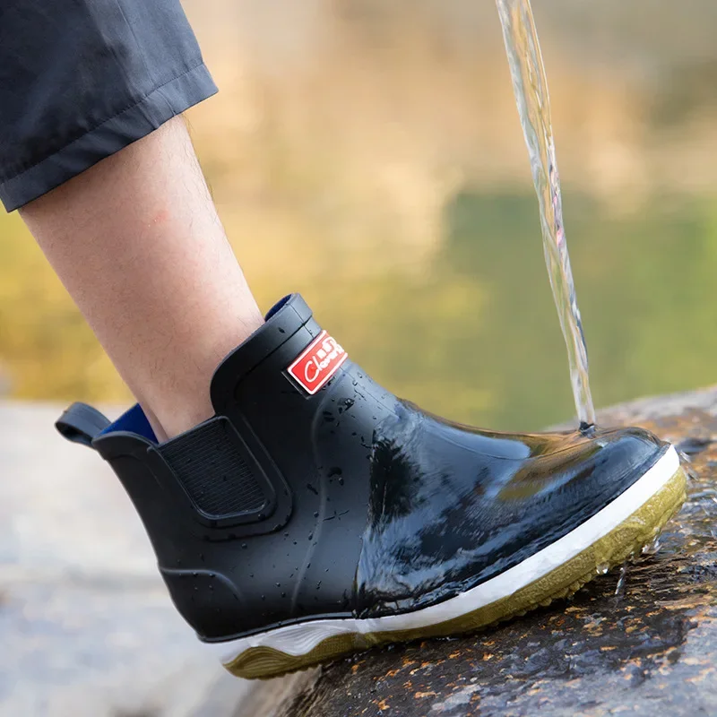 Regenstiefel für Herren, Gummi-Plattform-Regenstiefel, 2023, Herbst, Slip-on-Regenschuhe, wasserdichte Arbeitsstiefel für Herren, Winter-Regenstiefel für Herren