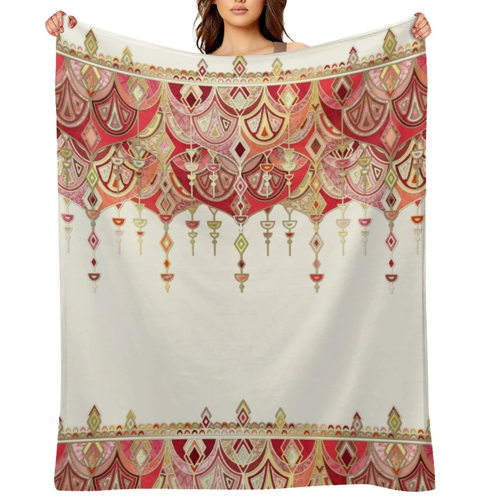 

Royal Red Art Deco Double Drop Throw Blanket blankets ands valentine gift ideas wednesday Personalized Gift Blankets