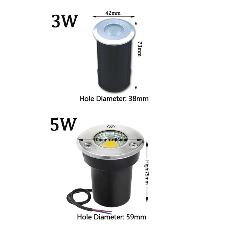 LED Underground Light 3W 5W 10W COB Floor Lamp Outdoor Ground Spot Landscape Garden Square Path Buried Yard 85-265V DC12V IP67